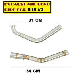 AOW Mid Silencer Exhaust Bend Pipe for Yamaha R15 V3 Stainless Steel T-10 (Pack of 2)-46
