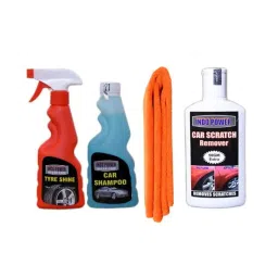 Indopower Ff812 250ml Tyre Shiner Spray, 250ml Car Shampoo, Orange Microfiber Cloth &a; 200g Scratch Remover Kit, AHh814-picture-40