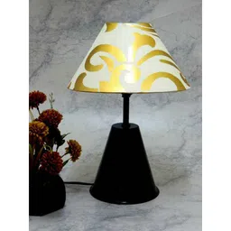 Tucasa Black Metal Table Lamp with Off White &a; Golden Shade, LG-766-image-59