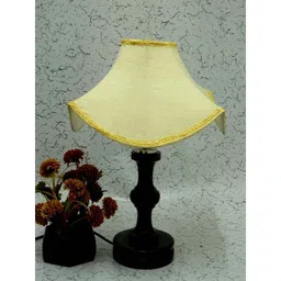 Tucasa Fabulous Wooden Table Lamp Off White Designer Shade, LG-1044-9