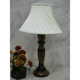 Tucasa Unique Wooden Table Lamp with Off White Pleated Shade, LG-822-image-25