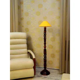 Tucasa Twisted Wooden Floor Lamp with Yellow Conical Shade, LG-878-image-62
