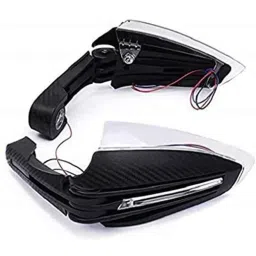 Meenu Arts Motorcycle Handguards with Led Light for 7/8 inch Grips - 300 * 140 * 110Mm (Black) Folding Type for Hero Splendor Pro Classic-38