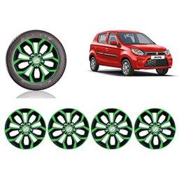 Auto Pearl 4 Pcs 12 inch Green &a; Black ABS Press Type Hubcap Wheel Cover Set with Retention Ring for Maruti Suzuki Alto8002020-image-51