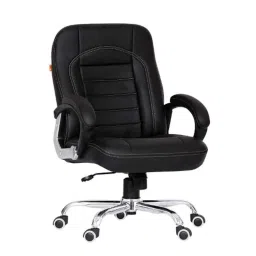 Da URBAN Carver Black Mid Back Revolving Leatherette Ergonomic Chair for Home &a; Office-picture-41