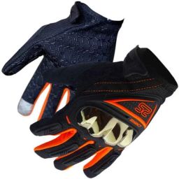 Auto Pearl Polyester Black &a; Orange Bike Full Finger Riding Gloves, Size: XL-19