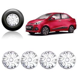 Auto Pearl 4 Pcs 14 inch Silver Full Caps Wheel Cover Set for Hyundai Xcent-21