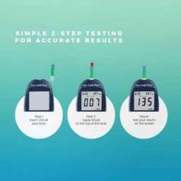 On Call Plus 20-600mg/dL Blue Standard Glucometer with 10 Strips image 3