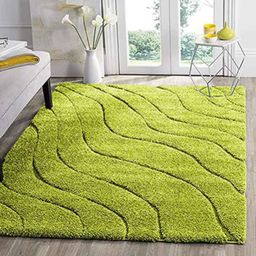 Carpetify 3x5ft Green Textured Wave Shaggy Carpet, 1224YQZZP4K-35