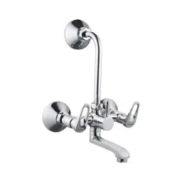 Spazio Hexa Brass Chrome Finish L-Bend Wall Mixer with Wall Mounted L-Bend-picture-23