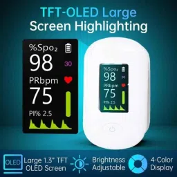 MCP 1.5V White Finger Pulse Oximeter with Oxygen Saturation Monitor, LCD Display &a; 2 Pcs AAA Battery, HO-1 image 2
