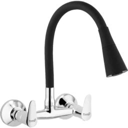 Prestige Vignet Brass Chrome Finish Black Wall Mounted Sink Mixer with Dual Flow Flexible Swivel Spout-picture-11