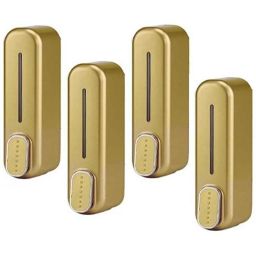 IRIS 350ml Plastic Gold Heavy Duty Wall Mount Liquid Soap Dispenser, T07 (Pack of 4)-image-39