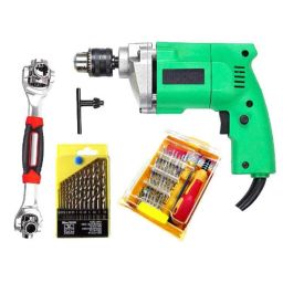 Shopper52 10mm Electric Drill Machine with 13 Pcs Drill Bit Set, 32 Pcs Screwdriver Jackly &a; 48 in 1 Wrench Spanner Set, DRL13PTLSQ48IN1-13