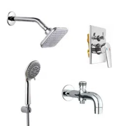 IRIS Aria 4 Pcs Brass Chrome Finish Divertor, Spout, Head Shower &a; Hand Shower Set-image-19