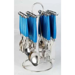 Elegante 24 Pcs Solitaire Blue Stainless Steel &a; Plastic Cutlery Set, SL-108A (Pack of 5)-image-92
