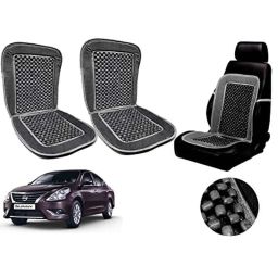 Auto Pearl PU, Velvet &a; Wooden Beads Grey Rectangular Seat Cushion for Nissan Sunny New (Pack of 2 )-image-46