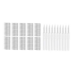 ChiggiWiggi 100 Pcs 39mm Carbon Steel Sharp Blade Set with 10 Handles for Carving &a; Paper Cutting, C149-image-34