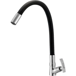 Prestige Passion Brass Chrome Finish Black Flexible Swan Neck Pillar Tap-image-10