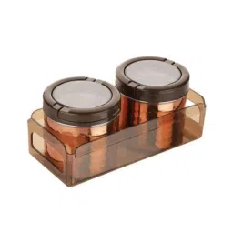 Trueware Fusion 2 Pieces 500ml Brown Copper Finish Storage Canister Set-picture-16