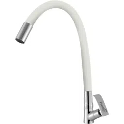Prestige Qubix Brass Chrome Finish White Flexible Swan Neck Basin Tap-image-58