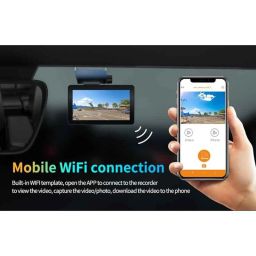 AUSHA 2K Black Front &a; Rear View Dual Dash Camera with Wi-Fi, GPS Logger &a; Emergency Recording image 3