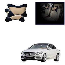 Kozdiko 2 Pcs Memory Foam Beige &a; Black Car Neck Rest Cushion Pillow Set for Mercedes Benz C-Class-picture-1