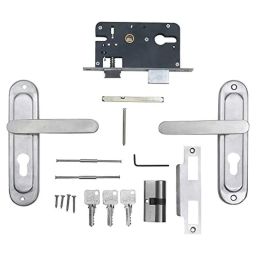 Voltizi ‎Stainless Steel 304 Matt Satin Finish Heavy Duty Round Plate Mortise Door Lock with Both Side Key Cylinder, LB304-18