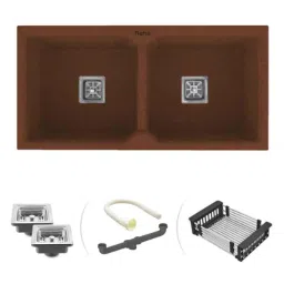 Ruhe 45x20x9 inch Quartz Choco Brown Finish Double Bowl Kitchen Sink, 13-0323-04-picture-40