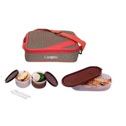 Carrolite 650ml Red &a; Brown Plastic Lunchbox, Brown_P-31 (Pack of 5)-image-53