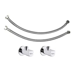 Aquieen Stainless Steel 24 inch Angle Valve &a; 600mm Connection Hose with Wall Flange Set (Set of 2)-image-39