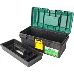 Hanbon 19x6x6 inch Plastic Green Tool Box with Tray, 120319-14