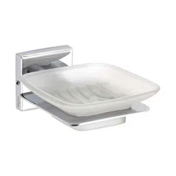 Aligarian Stainless Steel &a; Glass Chrome Finish Wall Mounted Square Soap Dish with Holder-image-9