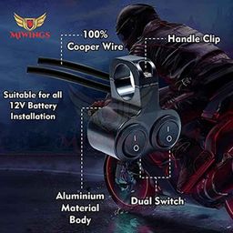 Miwings Handlebar On/Off Dual Button CNC Alloy Switch 12V Flameout Control for Two Wheelers with Headlight, Fog Light, Horn &a; Hazard Control (1 Pc &a; Black) image 3