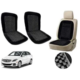 Auto Pearl PU, Velvet &a; Wooden Beads Black Rectangular Seat Cushion for Mercedes Benz B-Class (Pack of 2 )-image-29