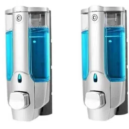 Drizzle Amaze 2 Pcs Plastic Silver Liquid Soap Dispenser Set, AAMAZEDISPMAT2-picture-21