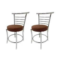 RW Rest Well RW-158 Leatherette Brown Ergonomic Dining Chair with Steel Chrome Finish (Pack of 2)-picture-22