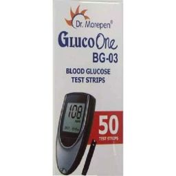 Dr. Morepen 50 Pcs Gluco One BG-03 Black &a; White Blood Glucose Test Strips Set-47