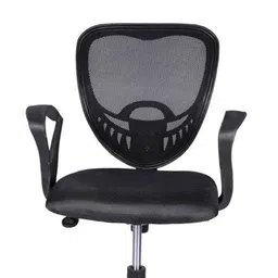 High Living Chrome Net &a; Cloth Medium Back Black Office Chair-image-58