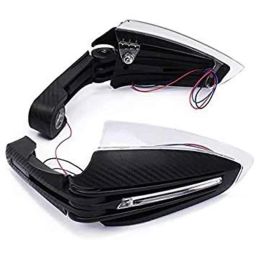 AOW Motorcycle Handguards with Led Light for 7/8 inch Grips - 300 * 140 * 110mm (Black) Folding Type for Mahindra Centuro-45