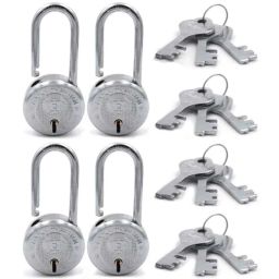 Harrison 50mm 6 Lever Mild Steel Bright Chrome Polished Finish Round Padlock with 3 Keys, T-26LS-0275 (Pack of 4)-picture-10