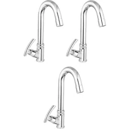 Prestige C-2 Brass Chrome Finish Swan Neck Pillar Tap (Pack of 3)-image-78