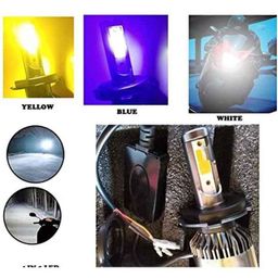 AOW Multi Color LED Anti-Flicker (36W/3800LM) Headlight Bulb with Ultra Bright White Light Universal for All Bikes (12V - 36W) t-110-26