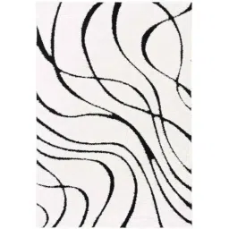 Carpetify 3x5ft Microfiber Ivory &a; Black Floral Shaggy Carpet, 1224YR0KHGZ-image-96