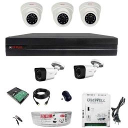 CP Plus 2.4MP 3 Dome &a; 2 Bullet White &a; Black Camera with 8 Channel DVR &a; Hard Disk Kit-48