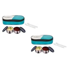 Carrolite 400ml Black &a; Blue Stainless Steel Lunchbox Buy 1 Get 1 Free, Comboblack_002 (Pack of 5)-picture-25