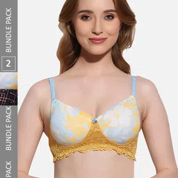 FIMS Pack Of 2 Printed Full Coverage Lightly Padded T-shirt Bra With All Day Comfort-picture-51