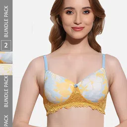 FIMS Pack Of 2 Printed Full Coverage Lightly Padded T-shirt Bra With All Day Comfort-picture-37