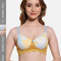 FIMS Pack Of 2 Printed Full Coverage Lightly Padded T-shirt Bra With All Day Comfort-51
