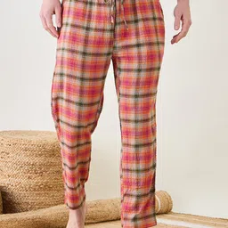 The Kaftan Company Men Checked Cotton Slim Fit Lounge Pants-image-61